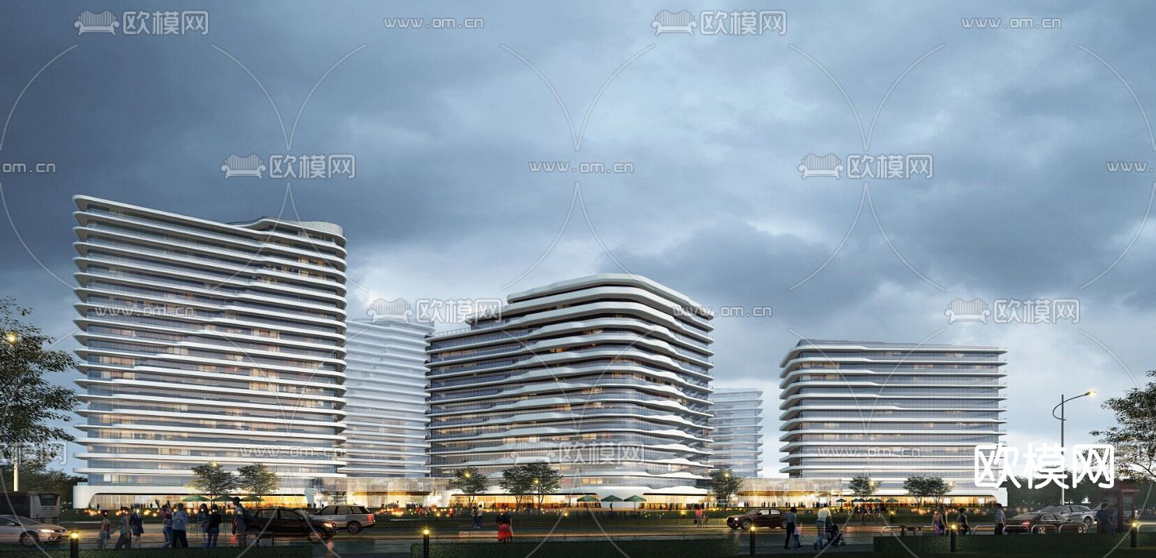 现代办公园区鸟瞰su模型下载（渲染图3）