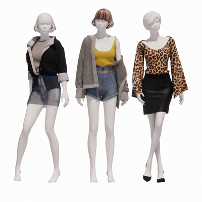  现代服装模特su模型 
