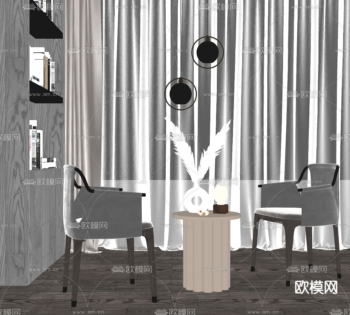 现代轻奢休闲椅su模型下载（渲染图2）