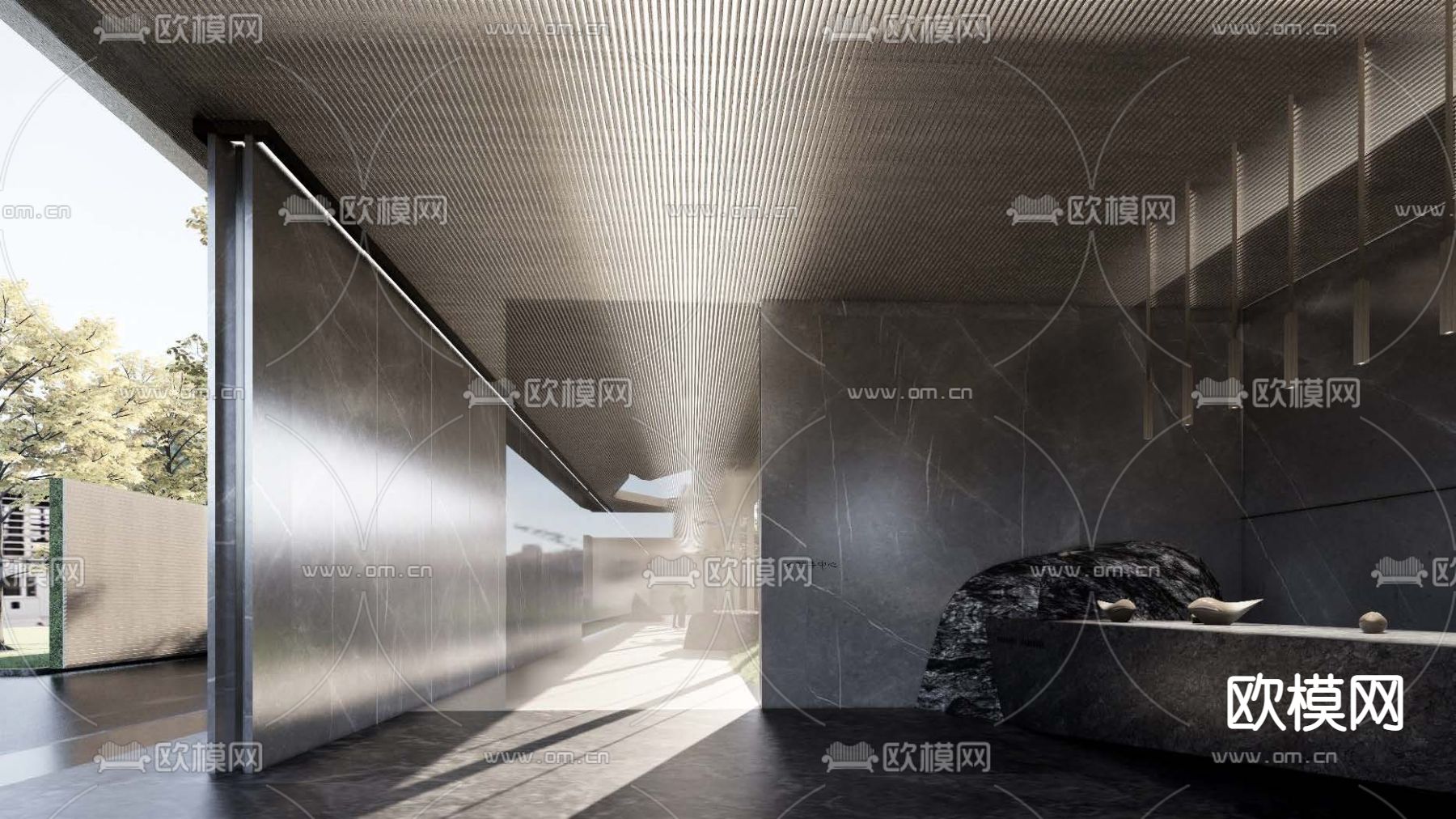 现代展示区su模型