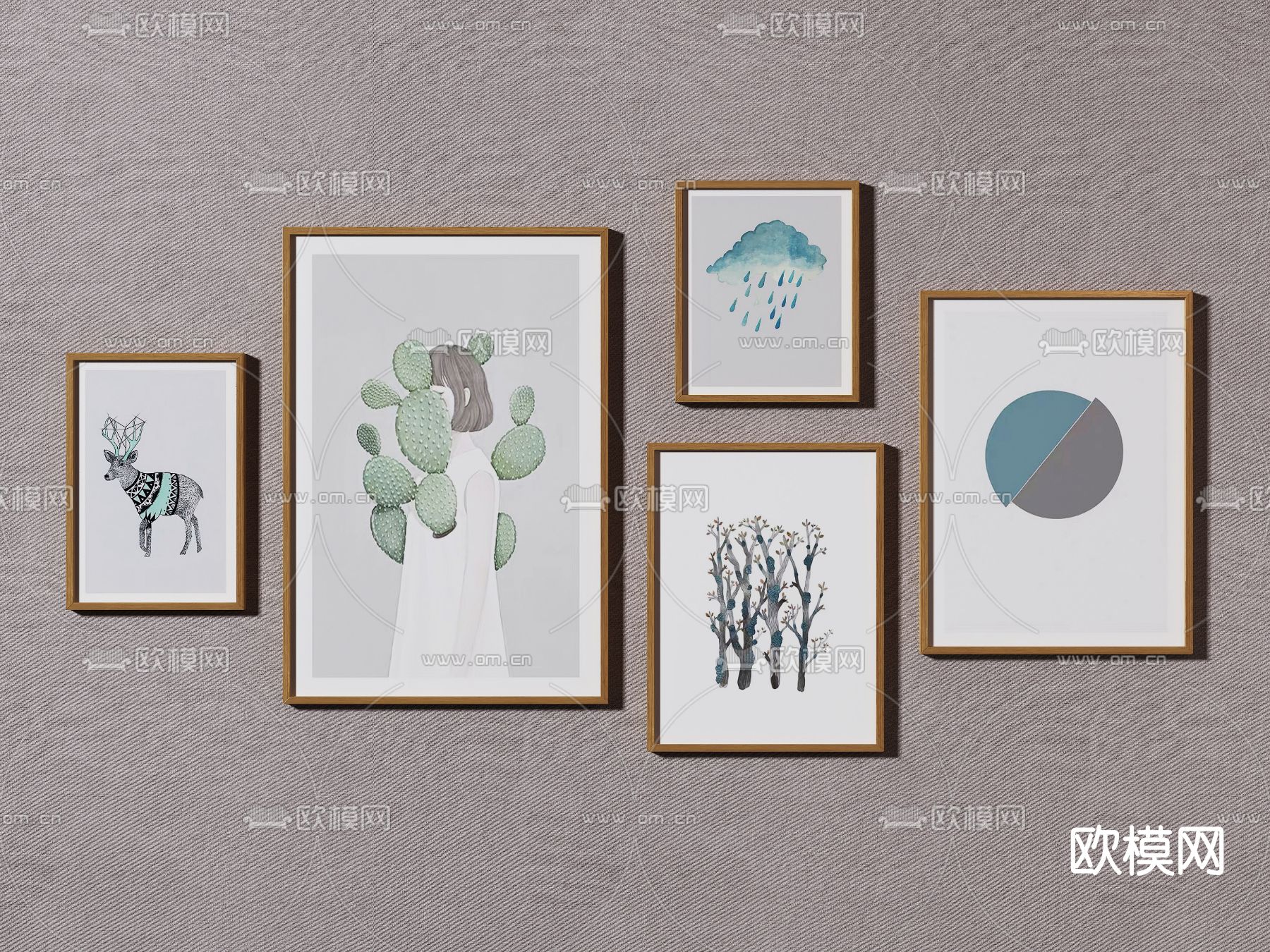 北欧抽象装饰画su模型下载