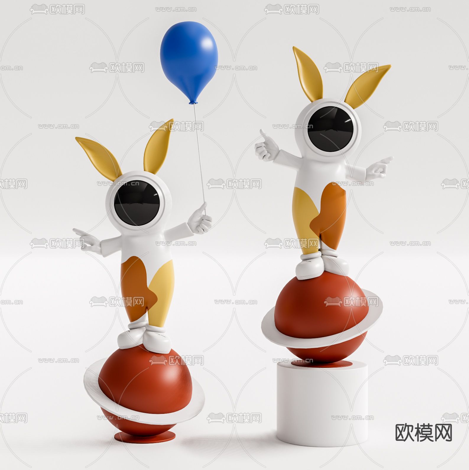 现代宇航员雕塑su模型