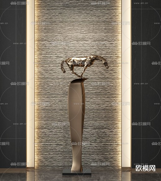 现代金属马雕塑3d模型下载