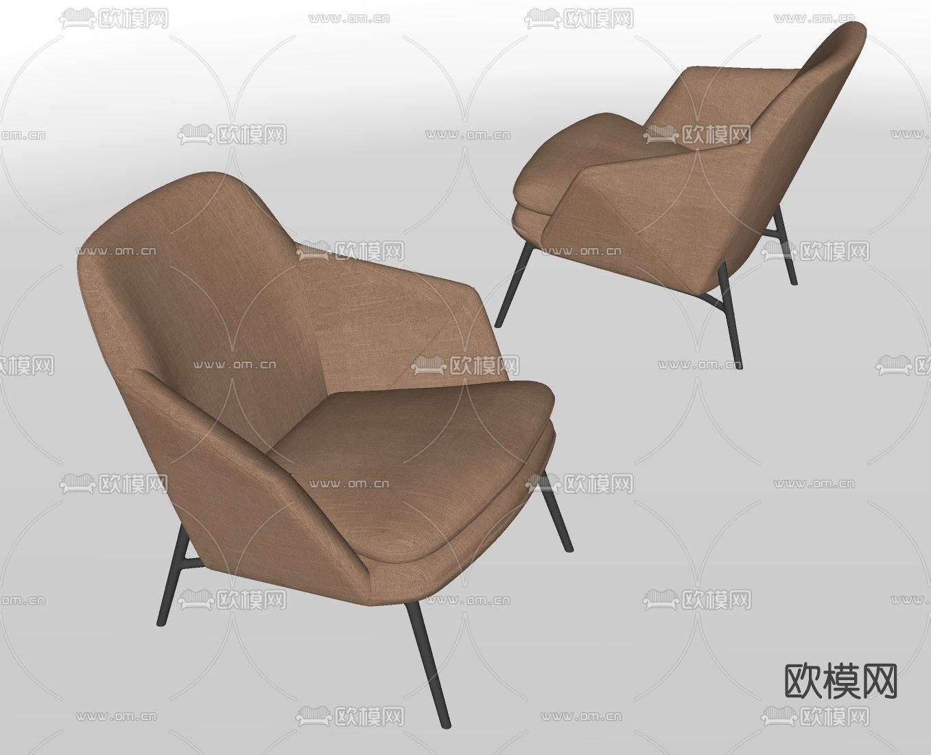 现代布艺休闲椅su模型下载（渲染图2）