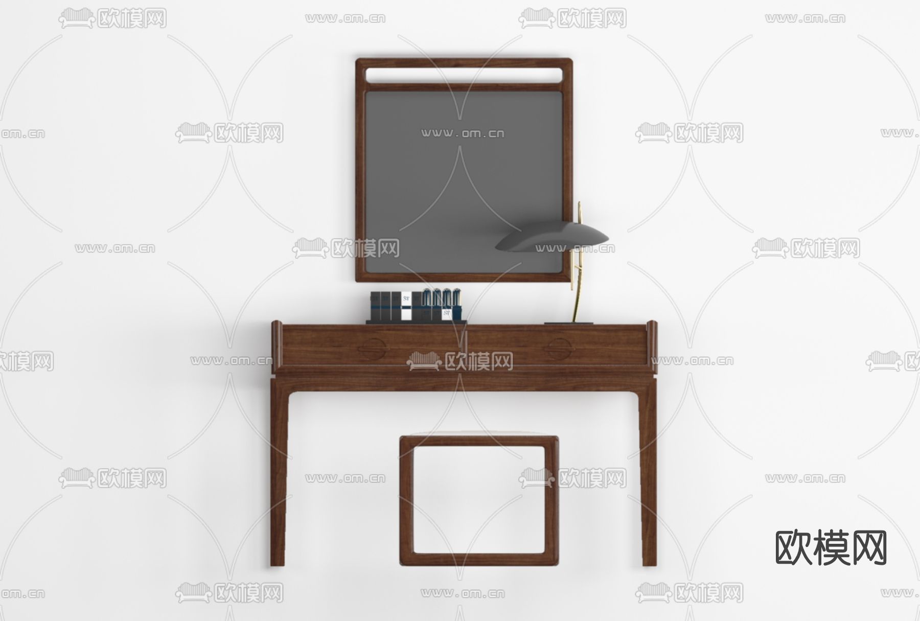 新中式梳妆台免费3d模型下载