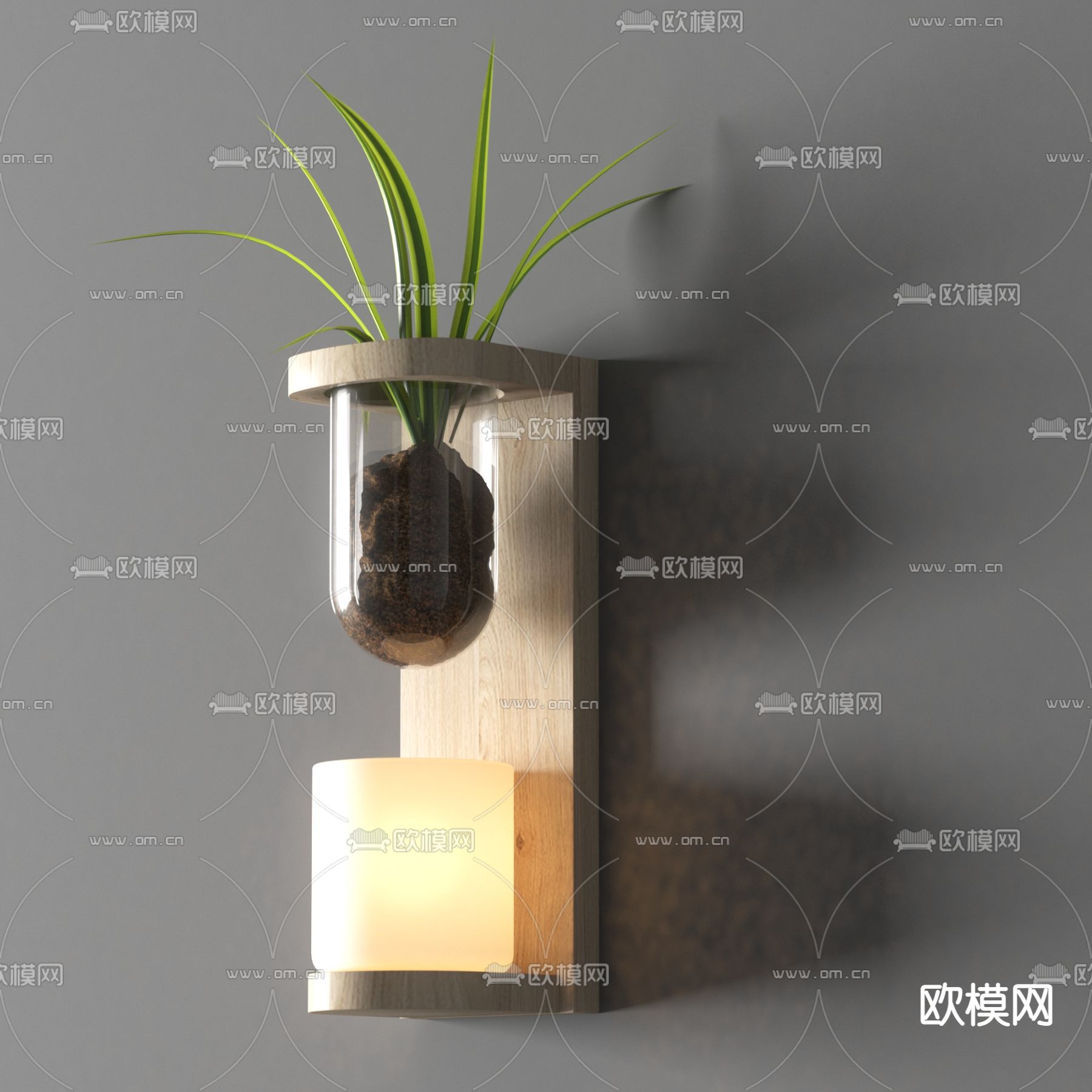 现代植物壁灯3d模型