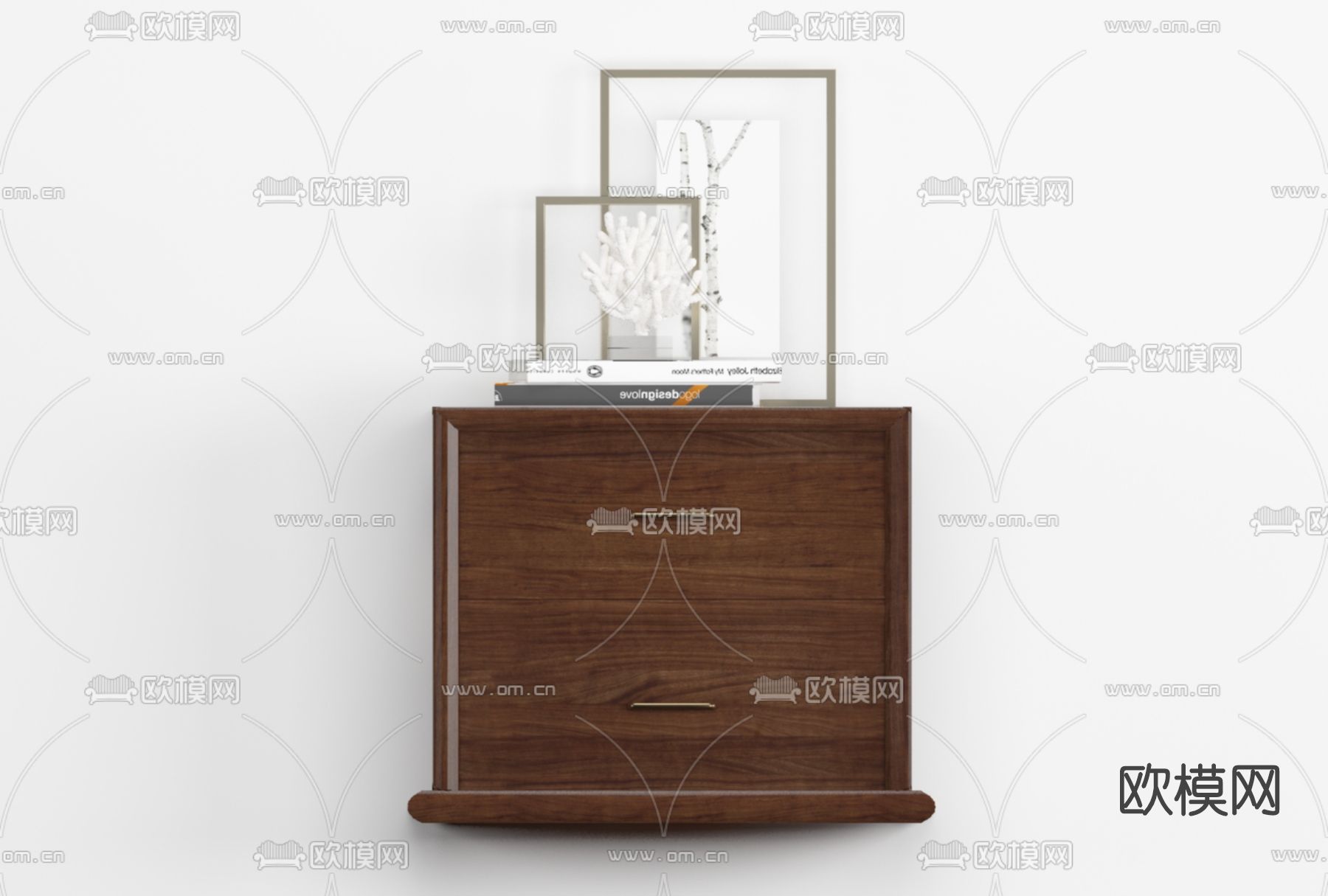 新中式实木床头柜免费3d模型下载