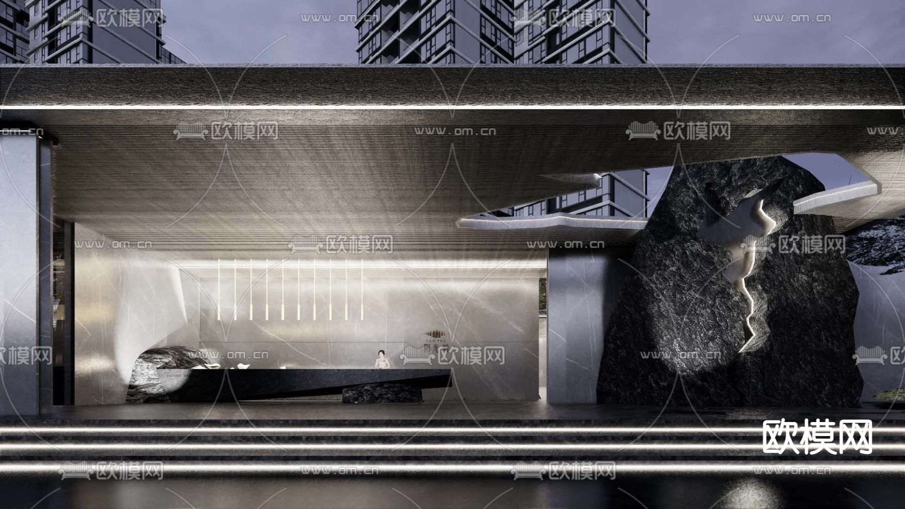 现代展示区su模型
