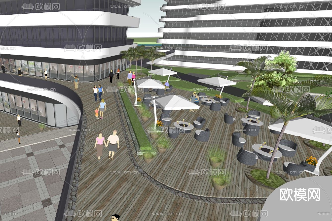 现代办公园区鸟瞰su模型下载（渲染图6）