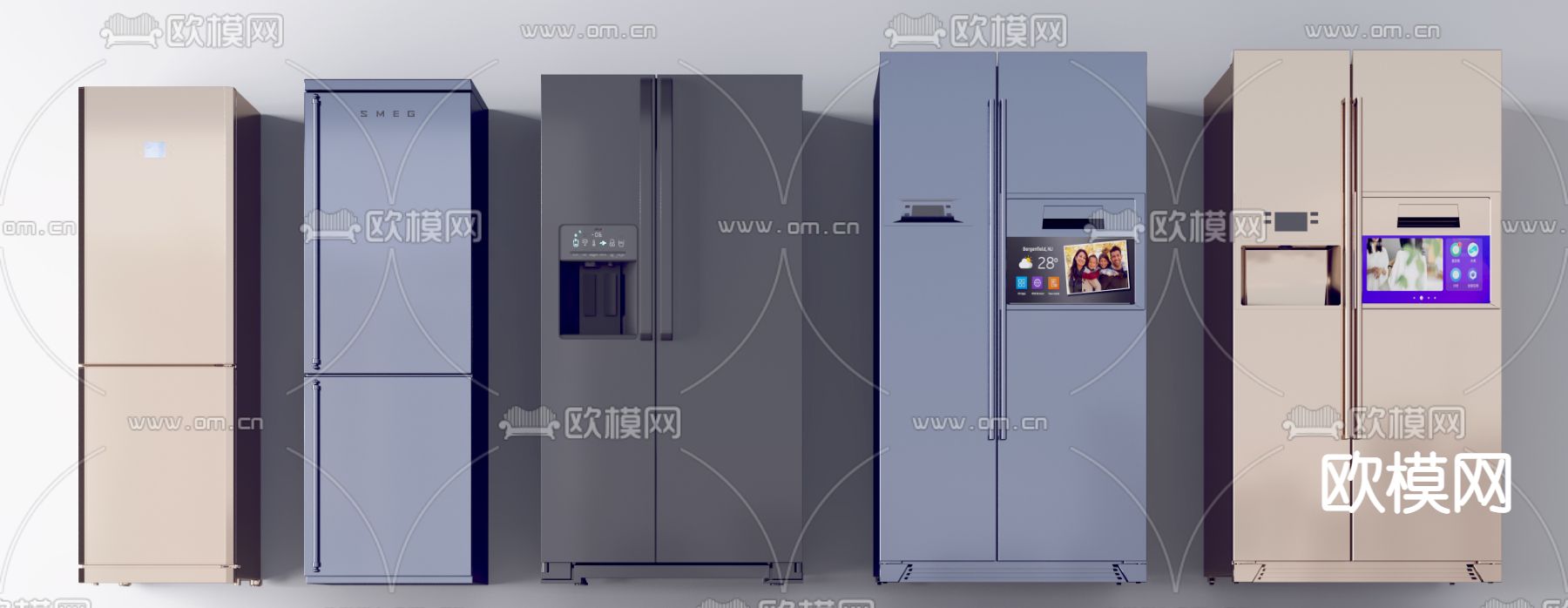现代智能冰箱3d模型下载（渲染图2）