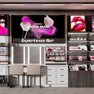  现代化妆品美妆货柜su模型 