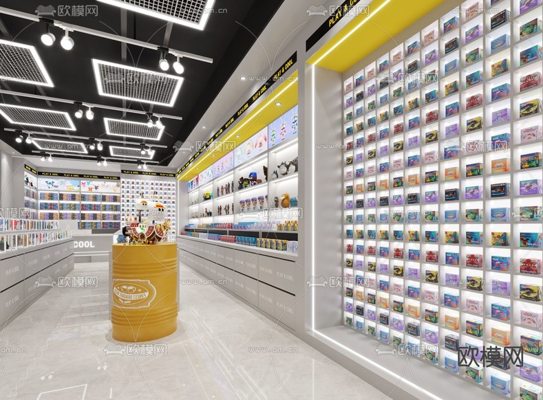 现代手办潮玩店3d模型下载(渲染图1)
