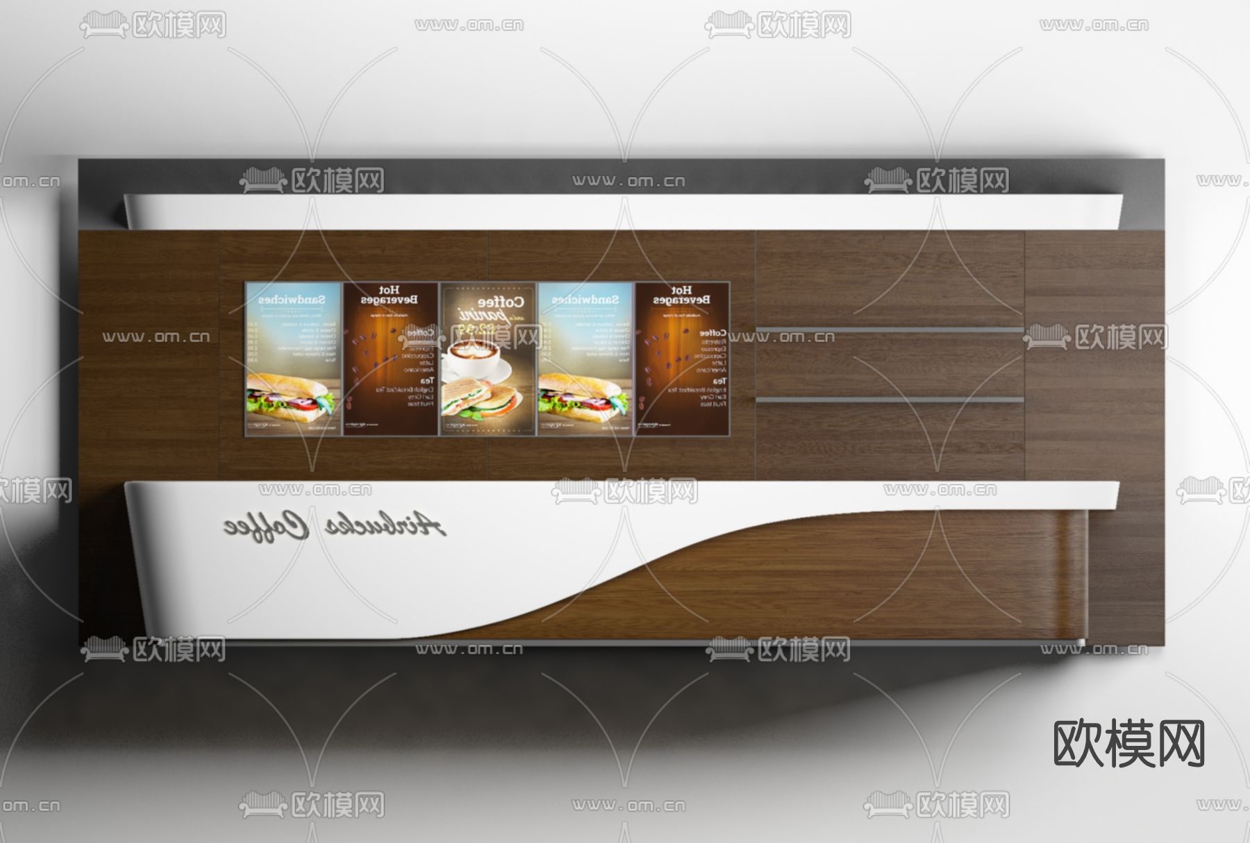 现代奶茶店前台免费3d模型下载