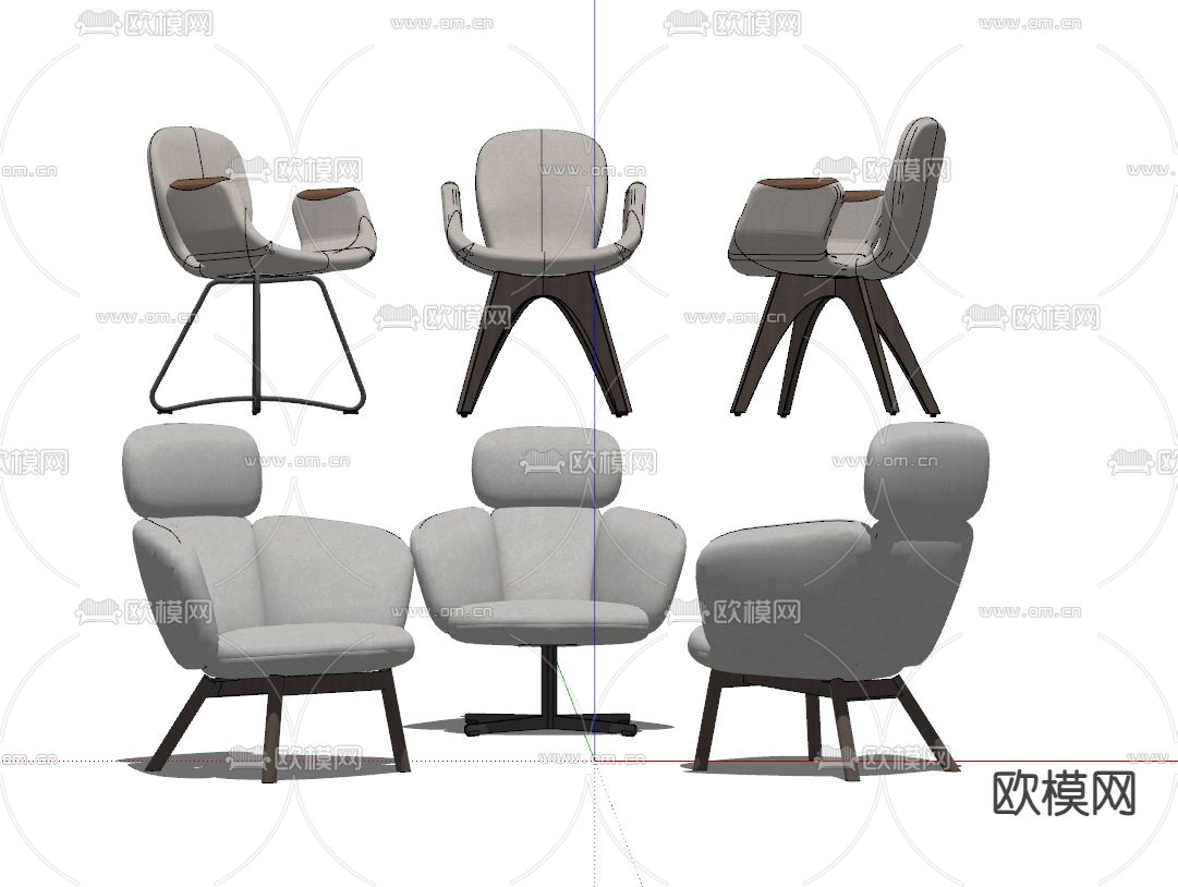 现代休闲椅su模型下载（渲染图2）