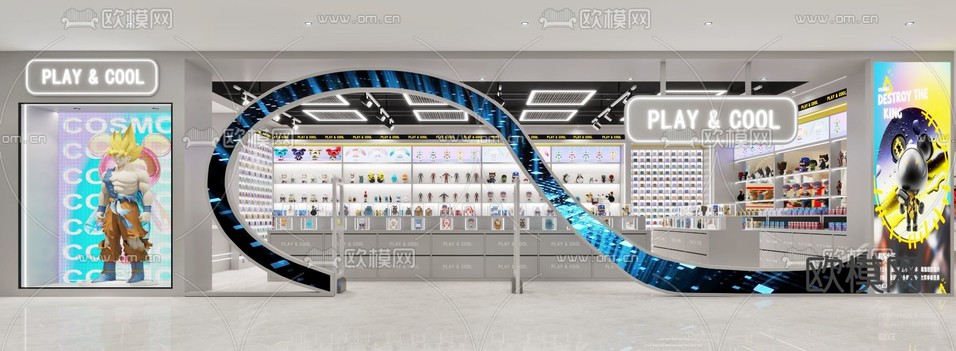 现代手办潮玩店3d模型下载(渲染图2)
