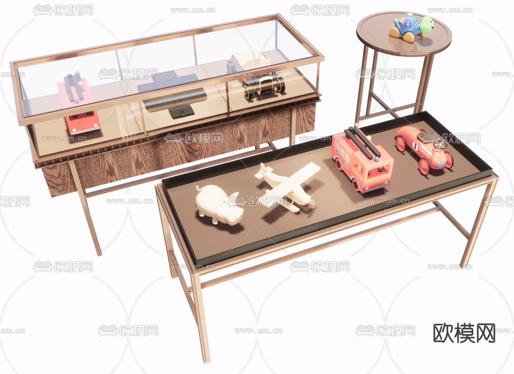 现代玩具展柜su模型下载（渲染图1）