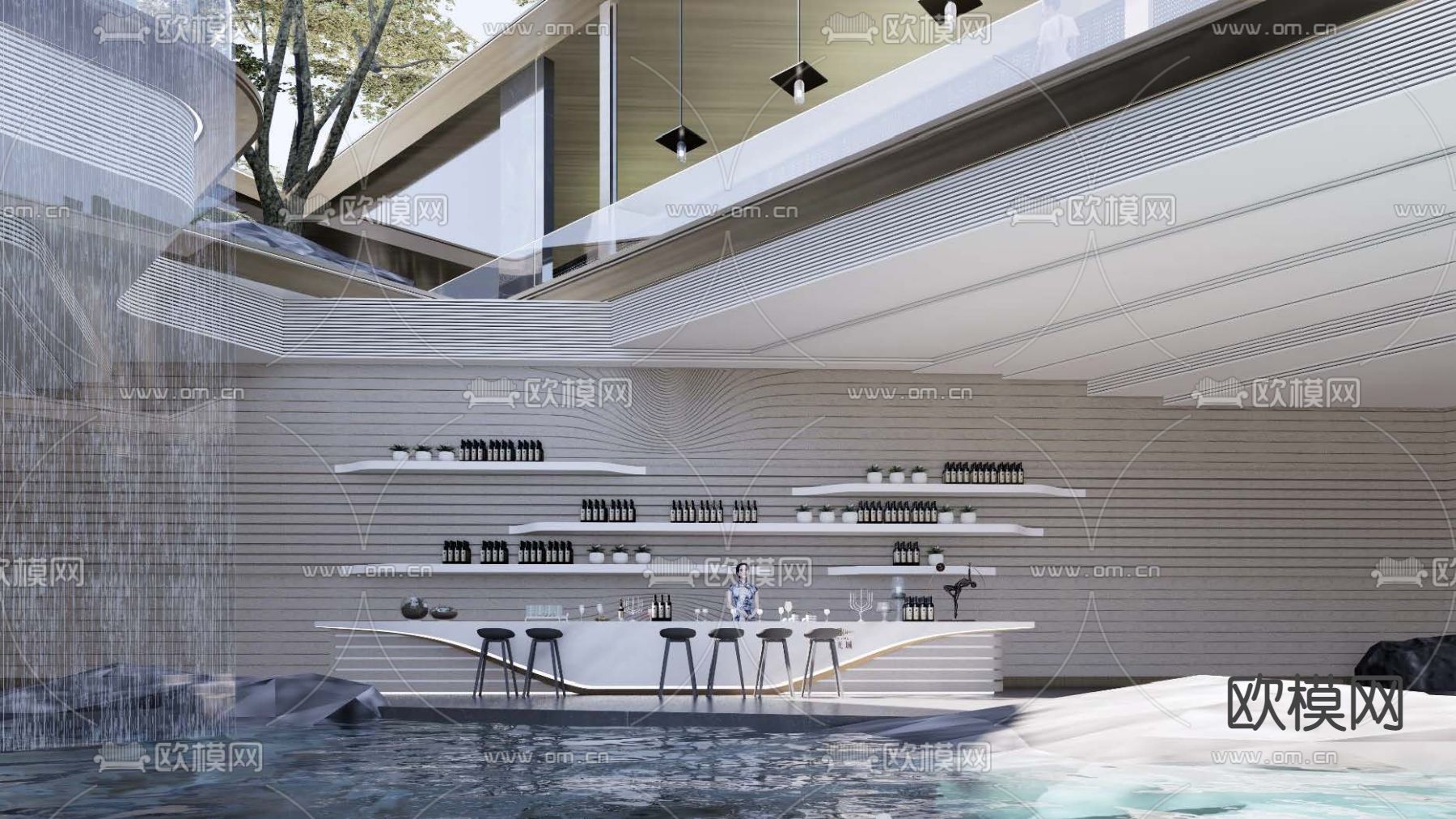 现代展示区su模型