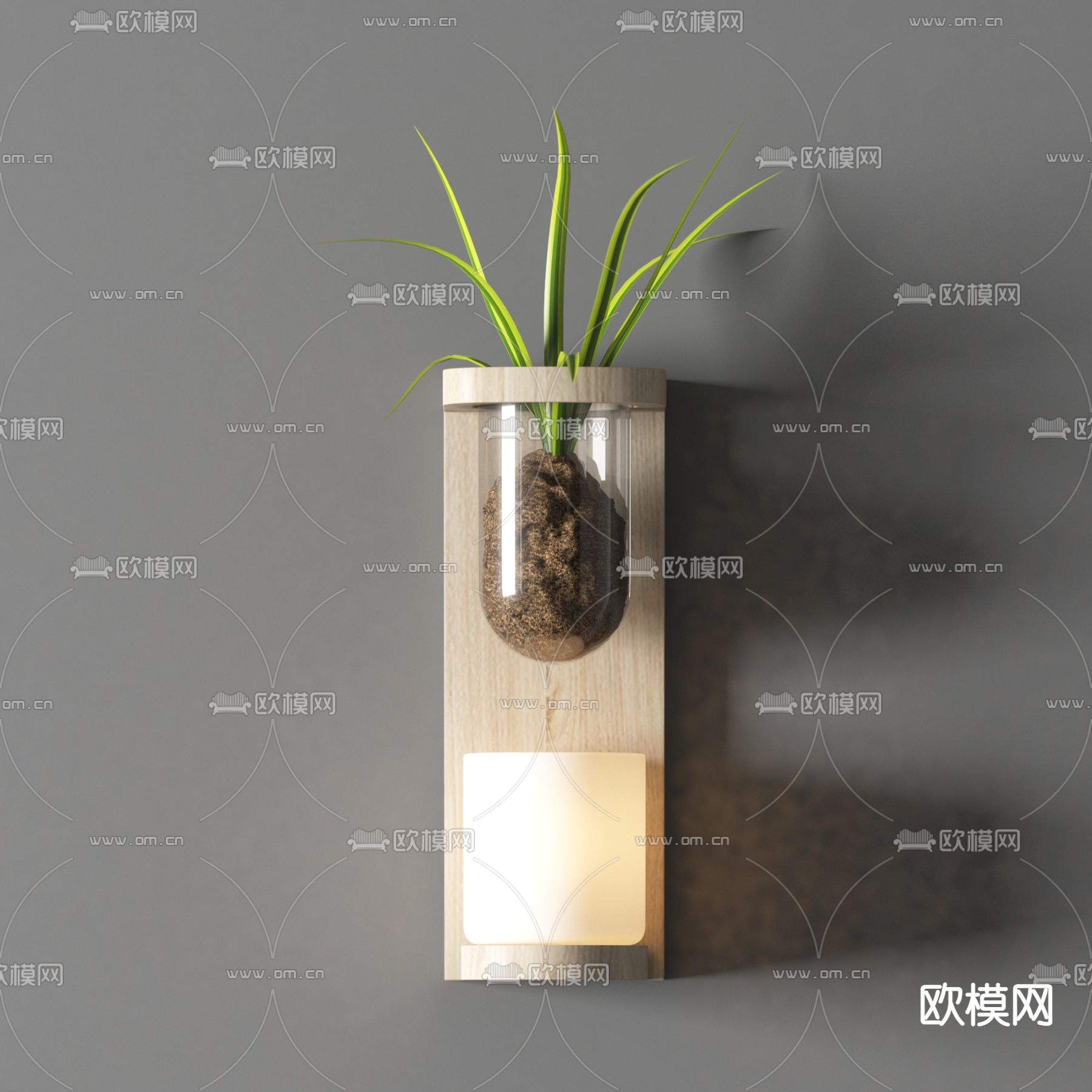 现代植物壁灯3d模型
