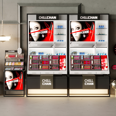  现代彩妆护肤展示柜货柜su模型 