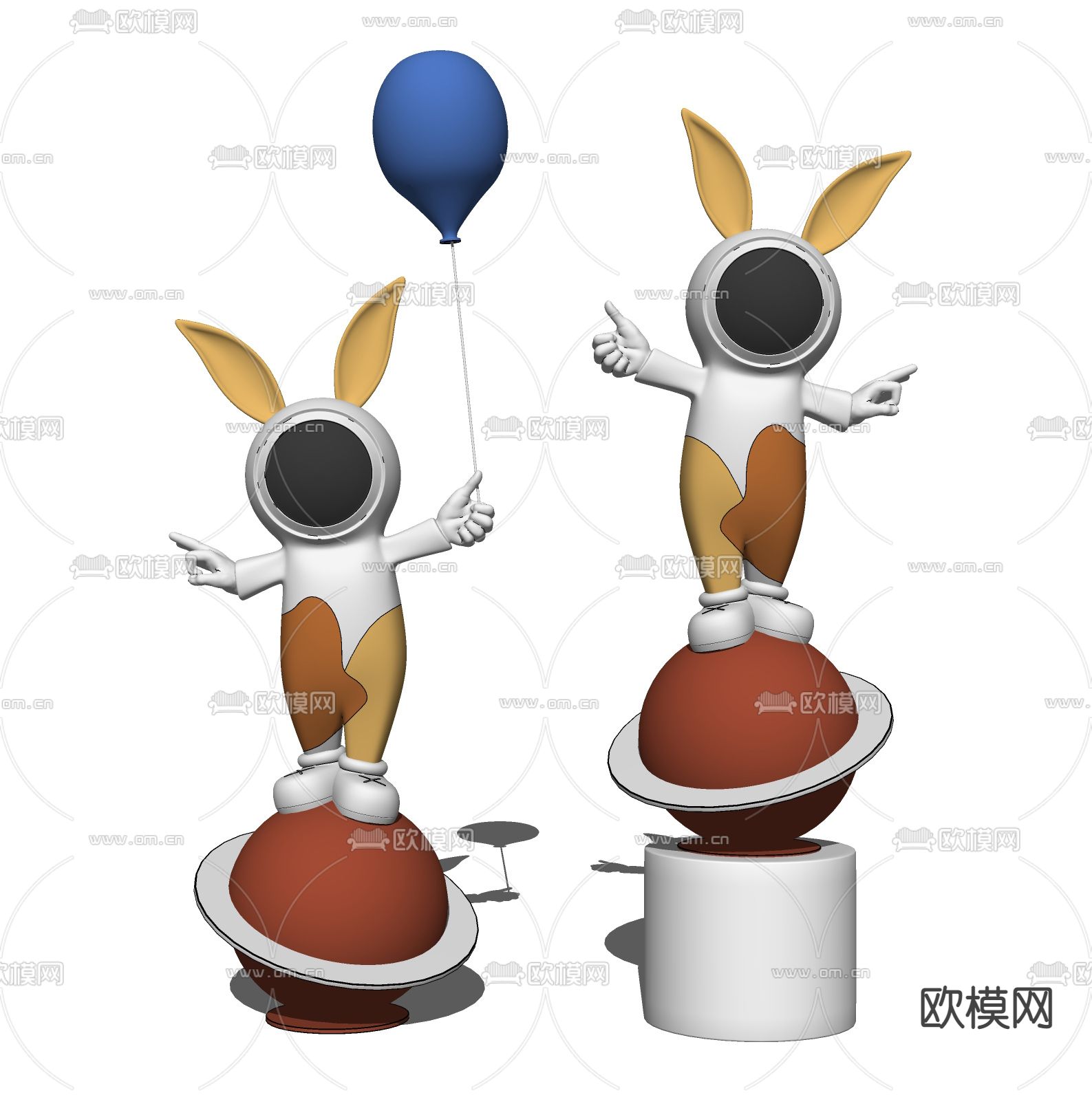 现代宇航员雕塑su模型