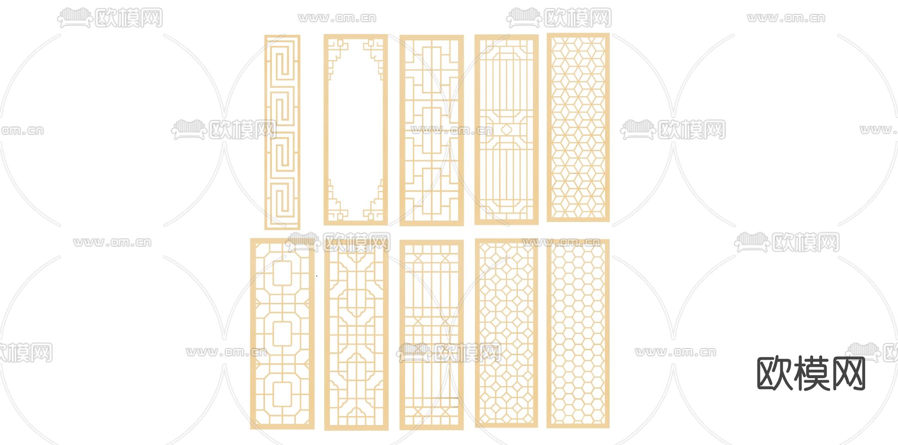 新中式花格隔断屏风su模型下载