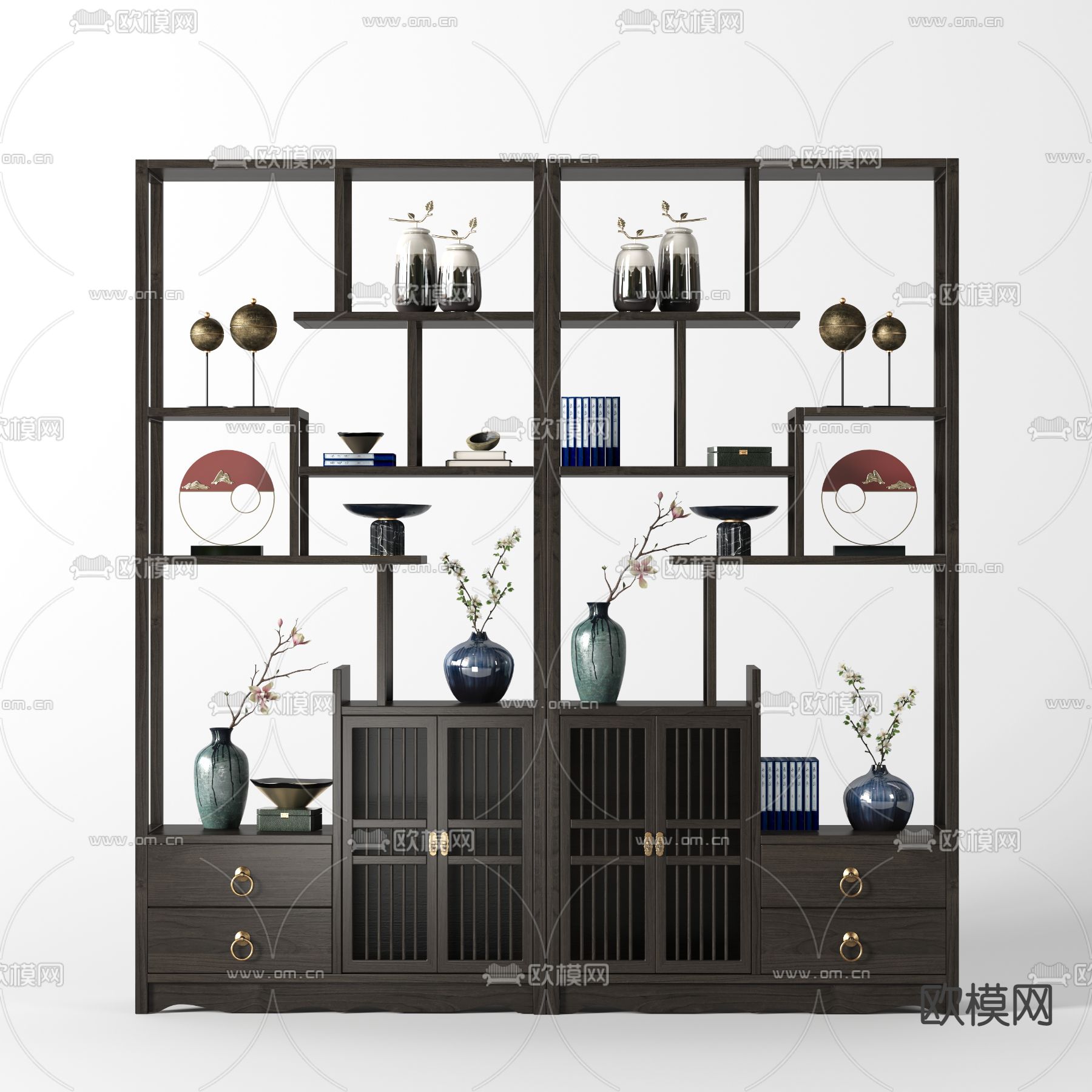 新中式实木博古架3d模型
