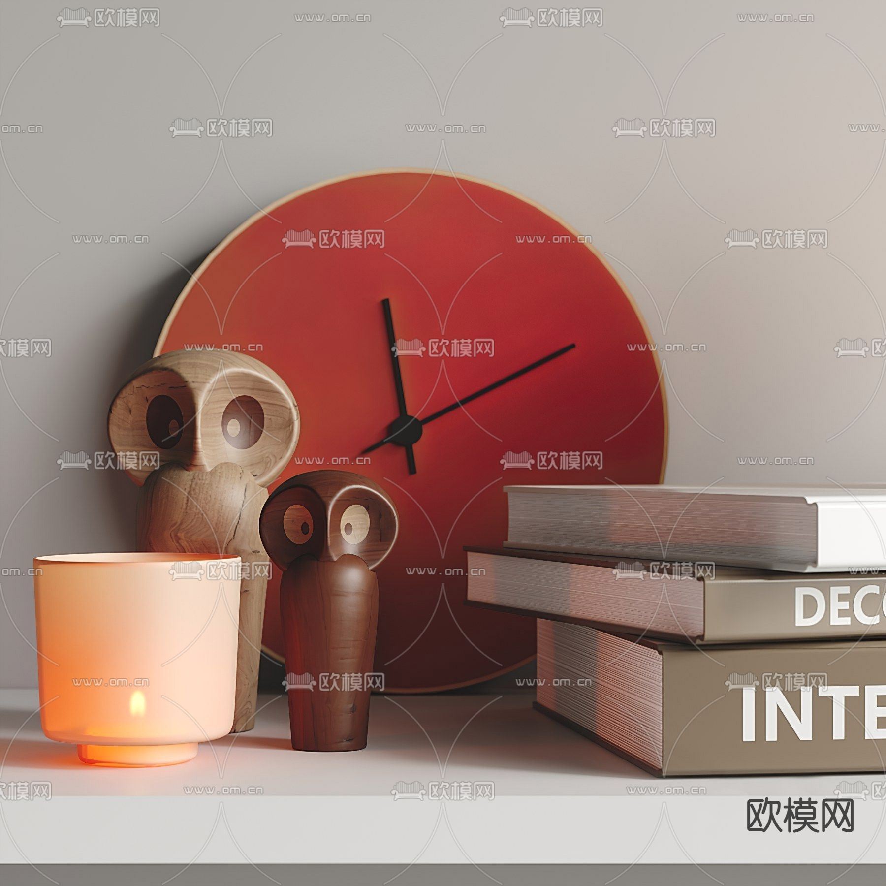 现代书籍台灯饰品摆件3d模型