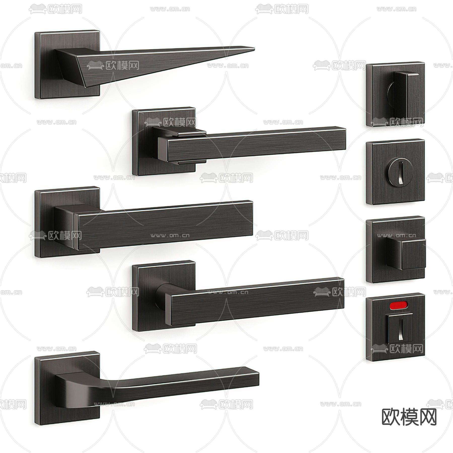 现代门把手拉手门锁3d模型