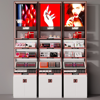  现代化妆品彩妆货柜su模型 