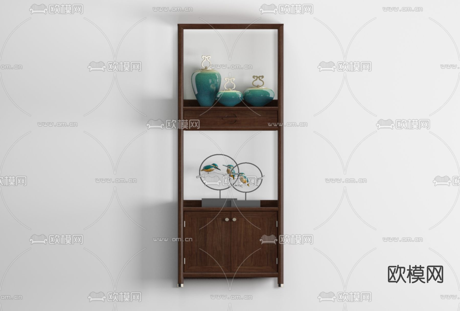 新中式装饰柜免费3d模型下载