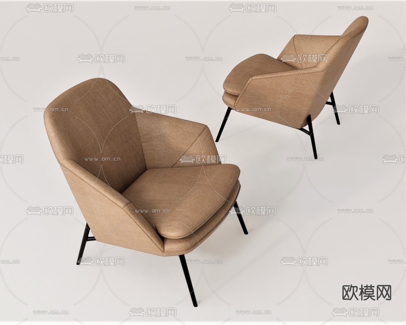 现代布艺休闲椅su模型下载（渲染图1）