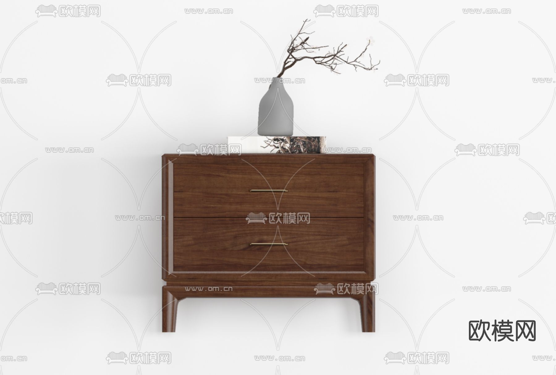 新中式床头柜免费3d模型下载