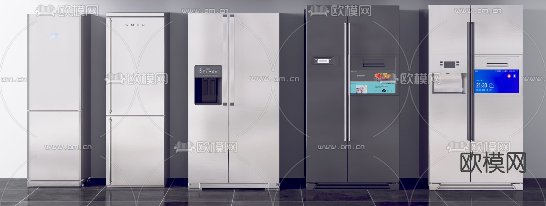 现代智能冰箱3d模型下载（渲染图3）