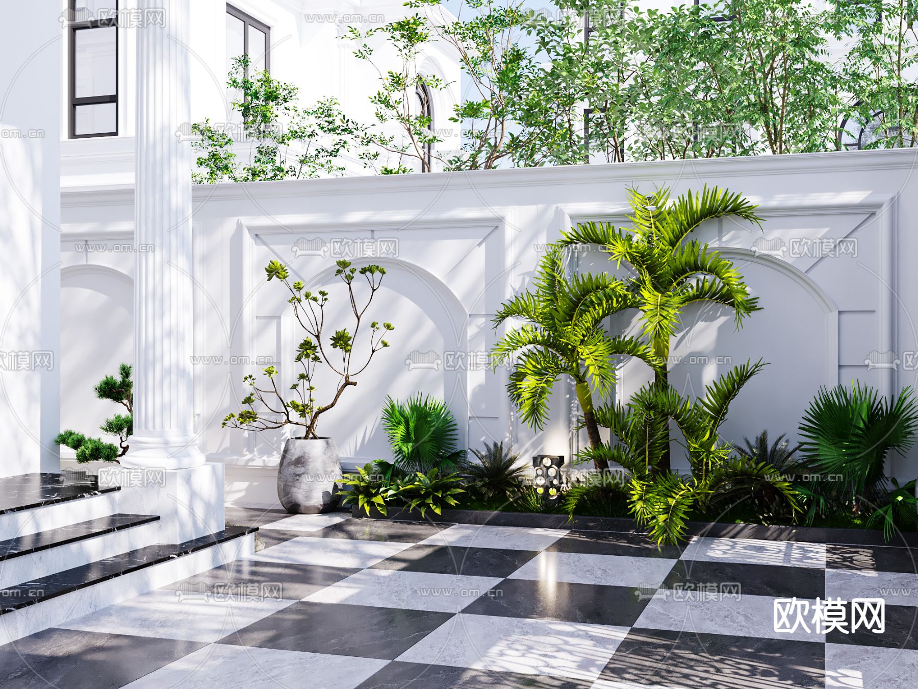 简欧庭院花园3d模型下载（渲染图4）
