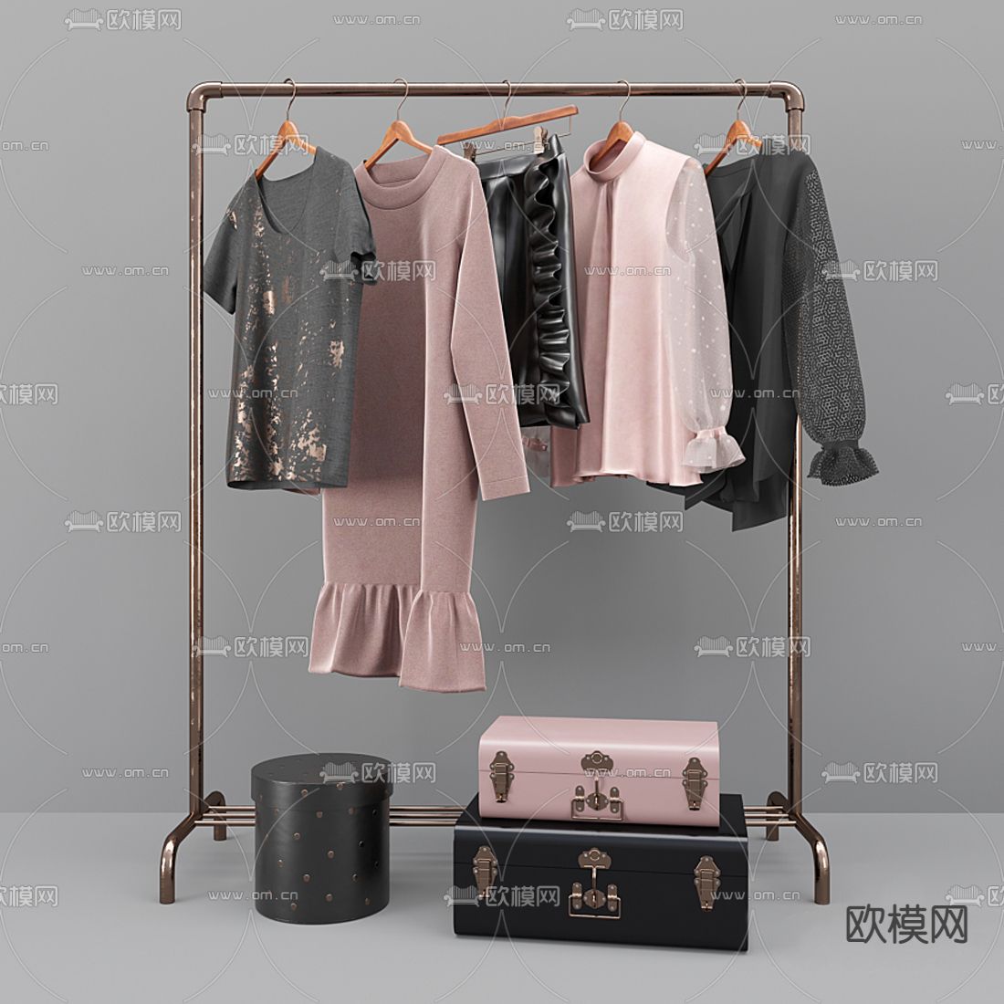 现代服装衣架3d模型下载（渲染图4）