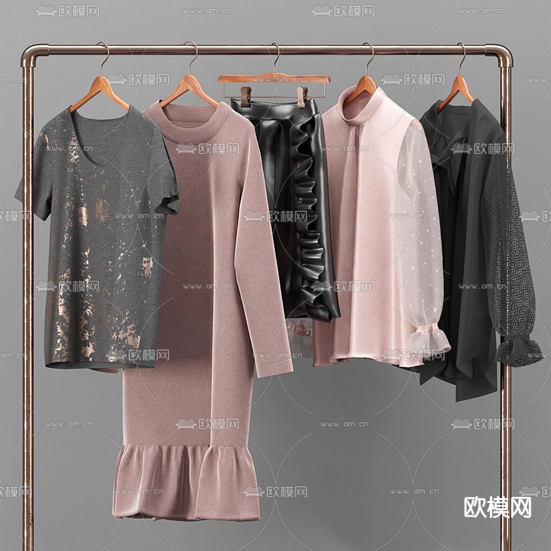 现代服装衣架3d模型下载（渲染图3）