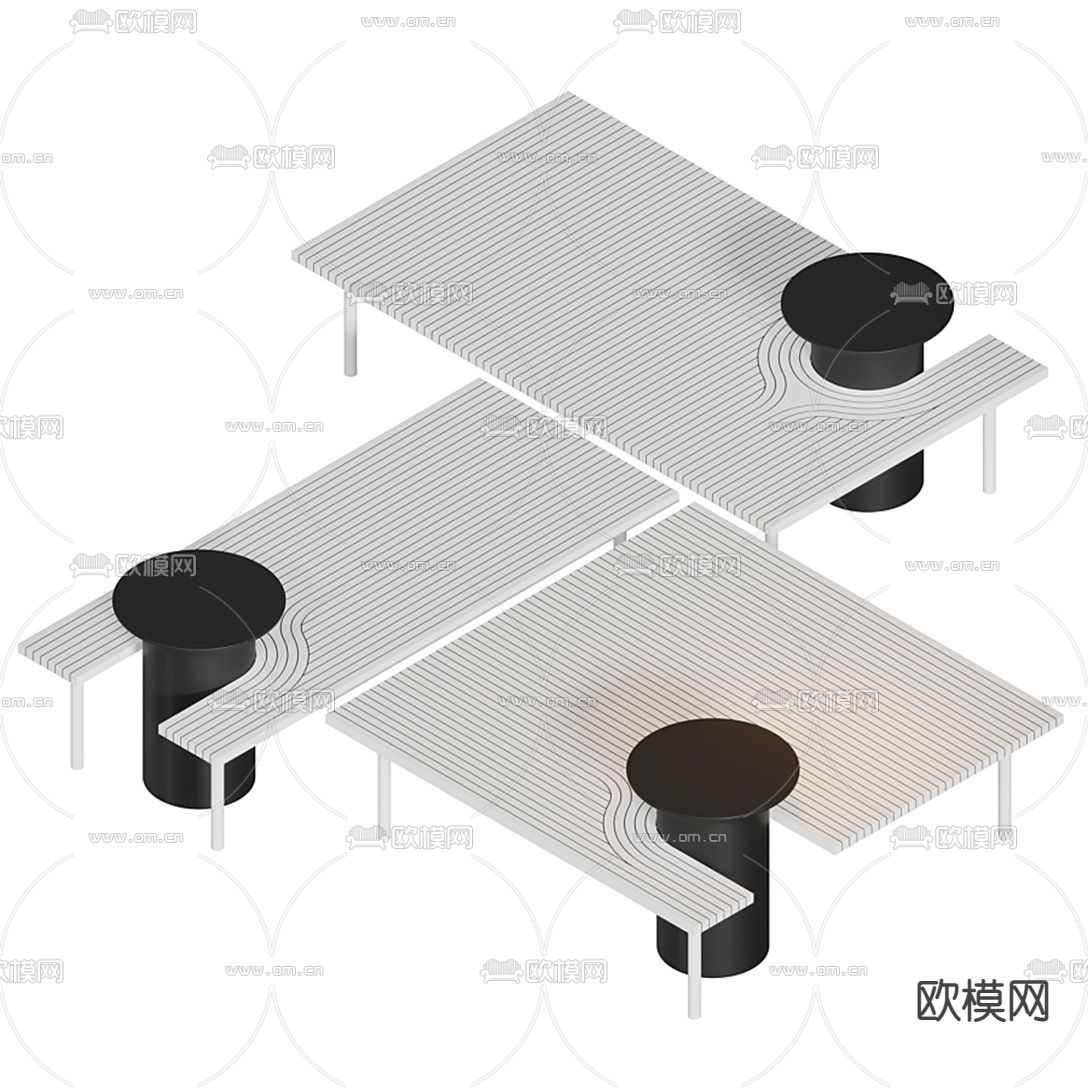 现代创意茶几3d模型下载（渲染图2）