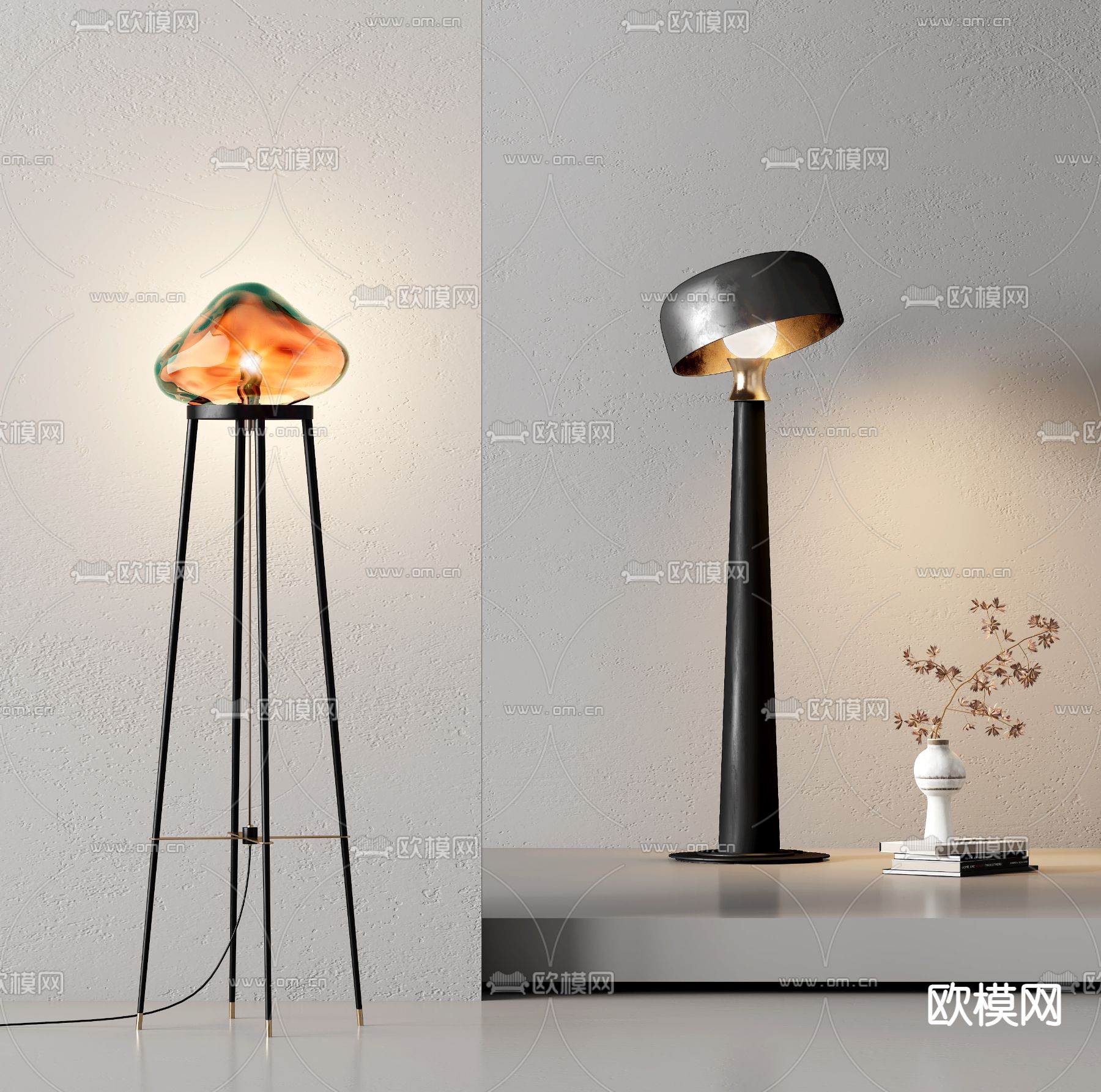 现代金属落地灯3d模型下载