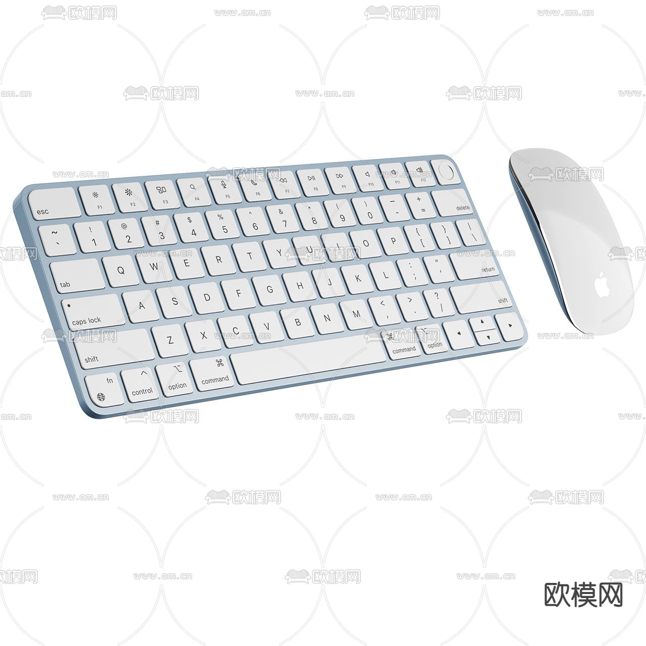 现代苹果无线键盘鼠标3d模型