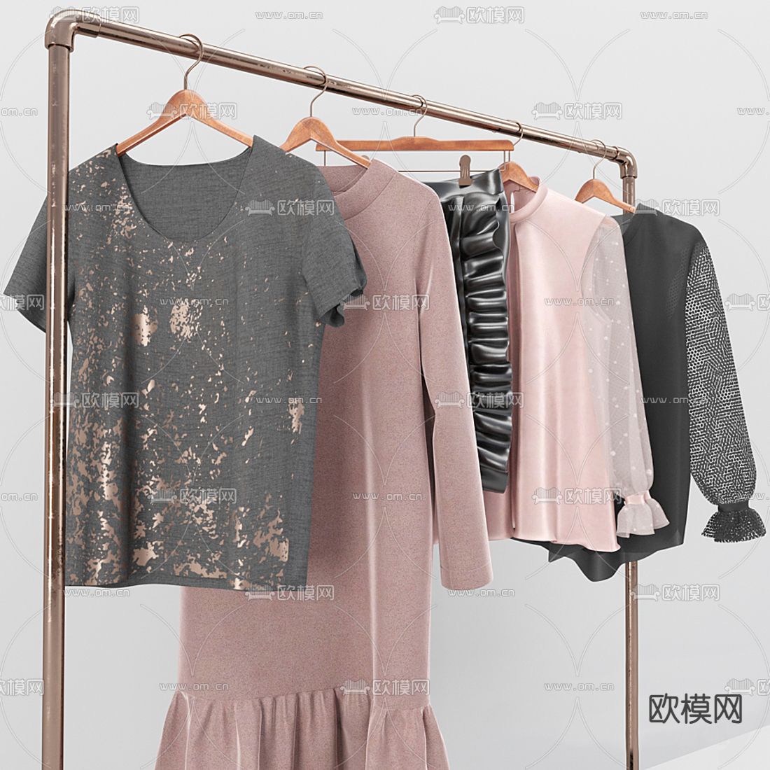 现代服装衣架3d模型下载（渲染图2）