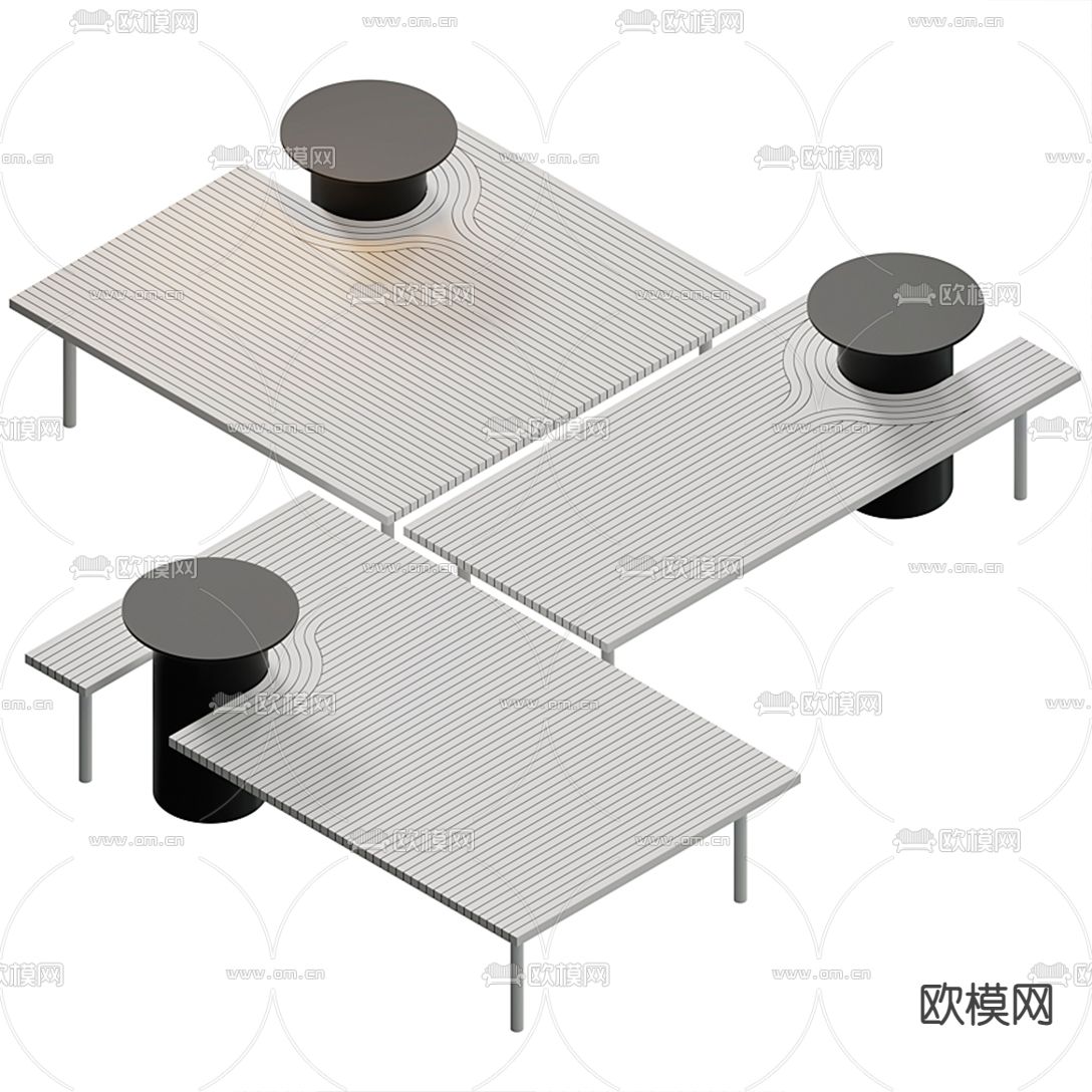 现代创意茶几3d模型下载（渲染图1）