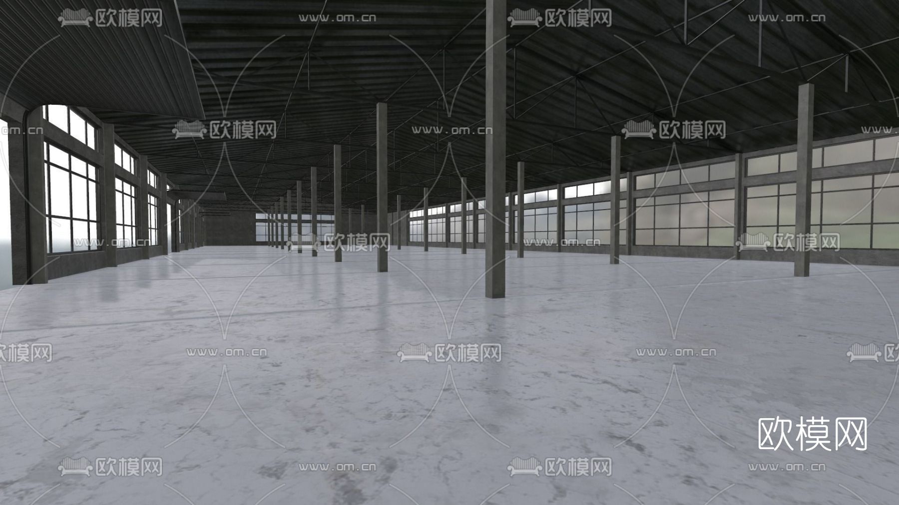 工业风厂房免费3d模型下载