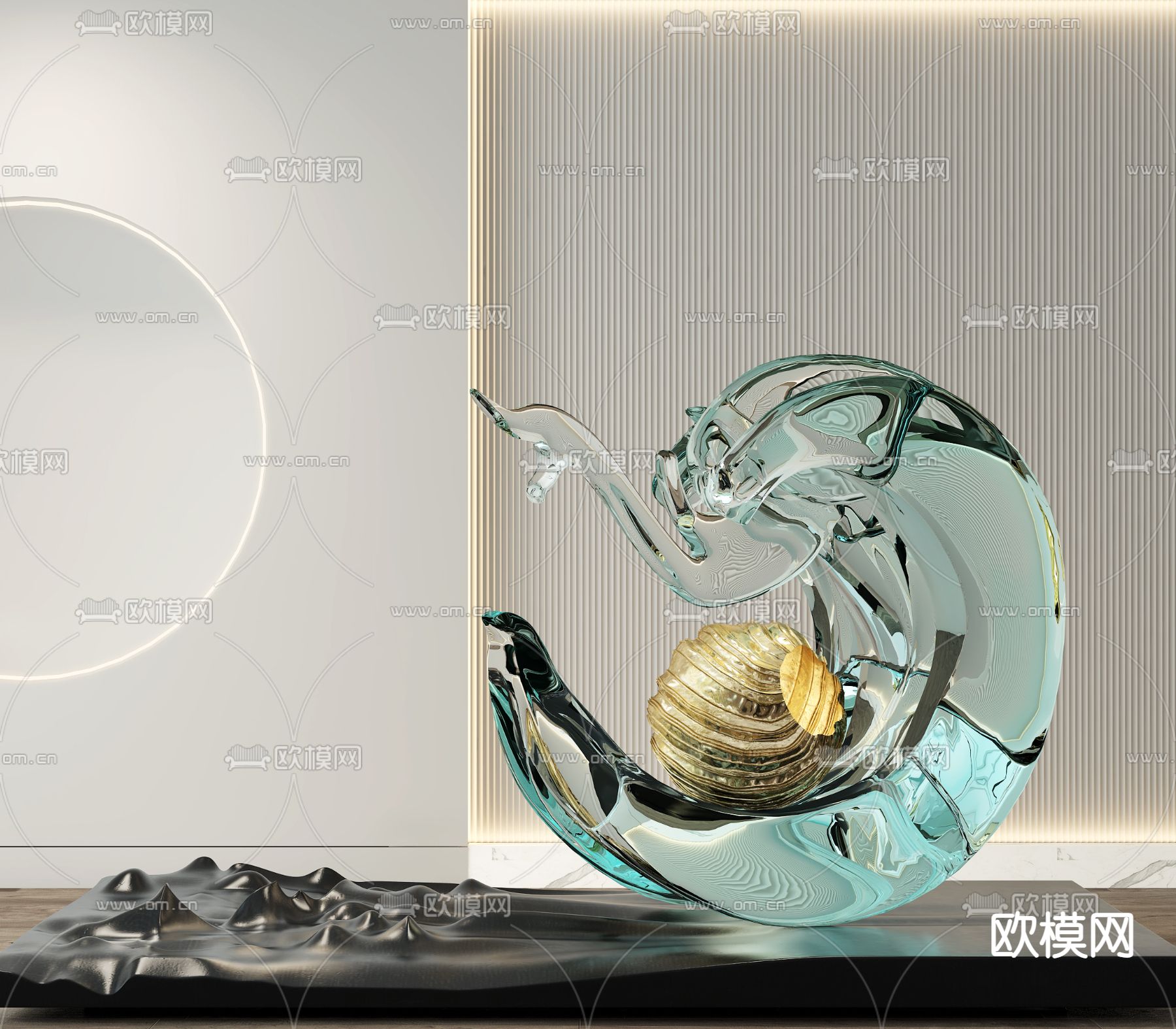 现代彩色玻璃艺术雕塑3d模型下载