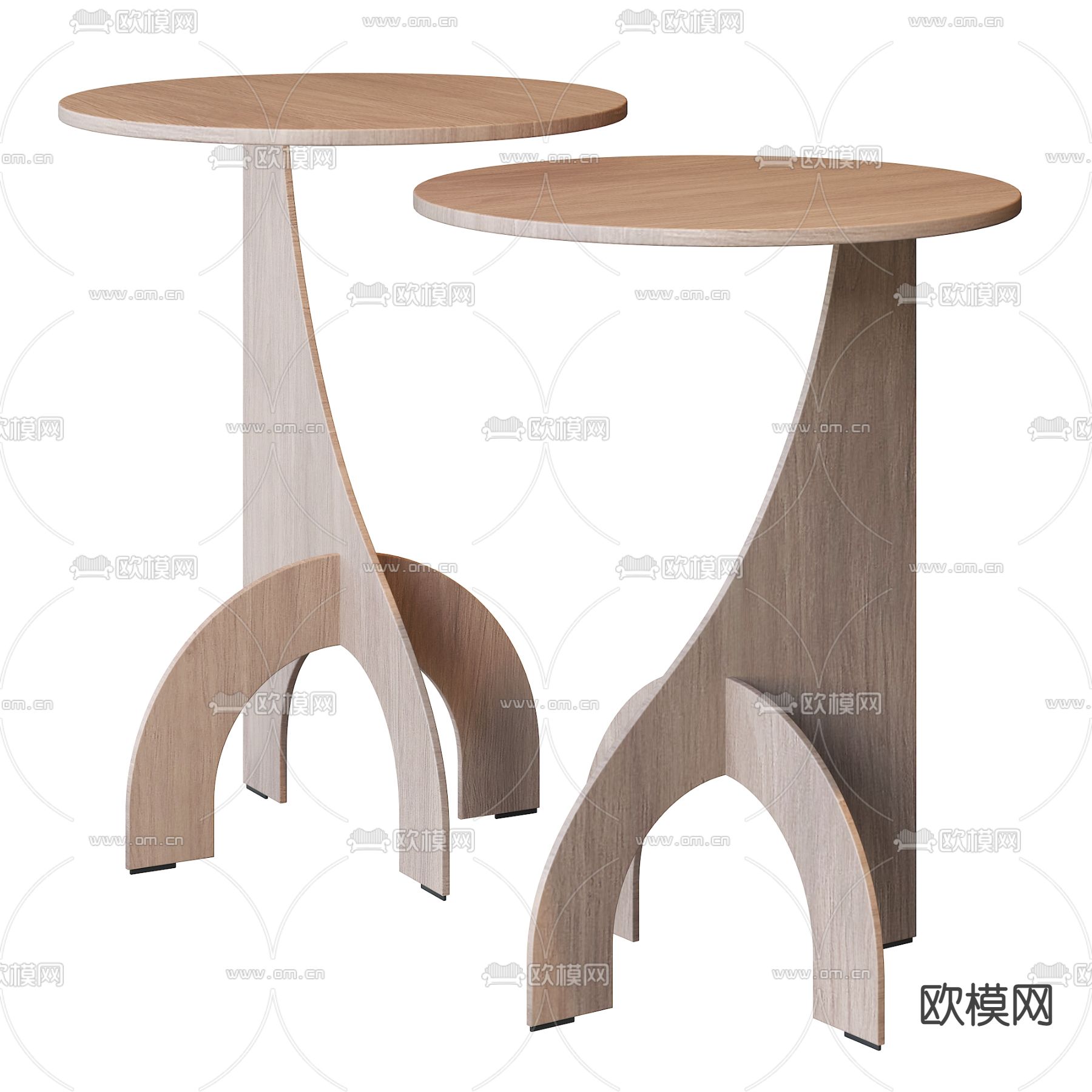 现代实木角几圆几3d模型