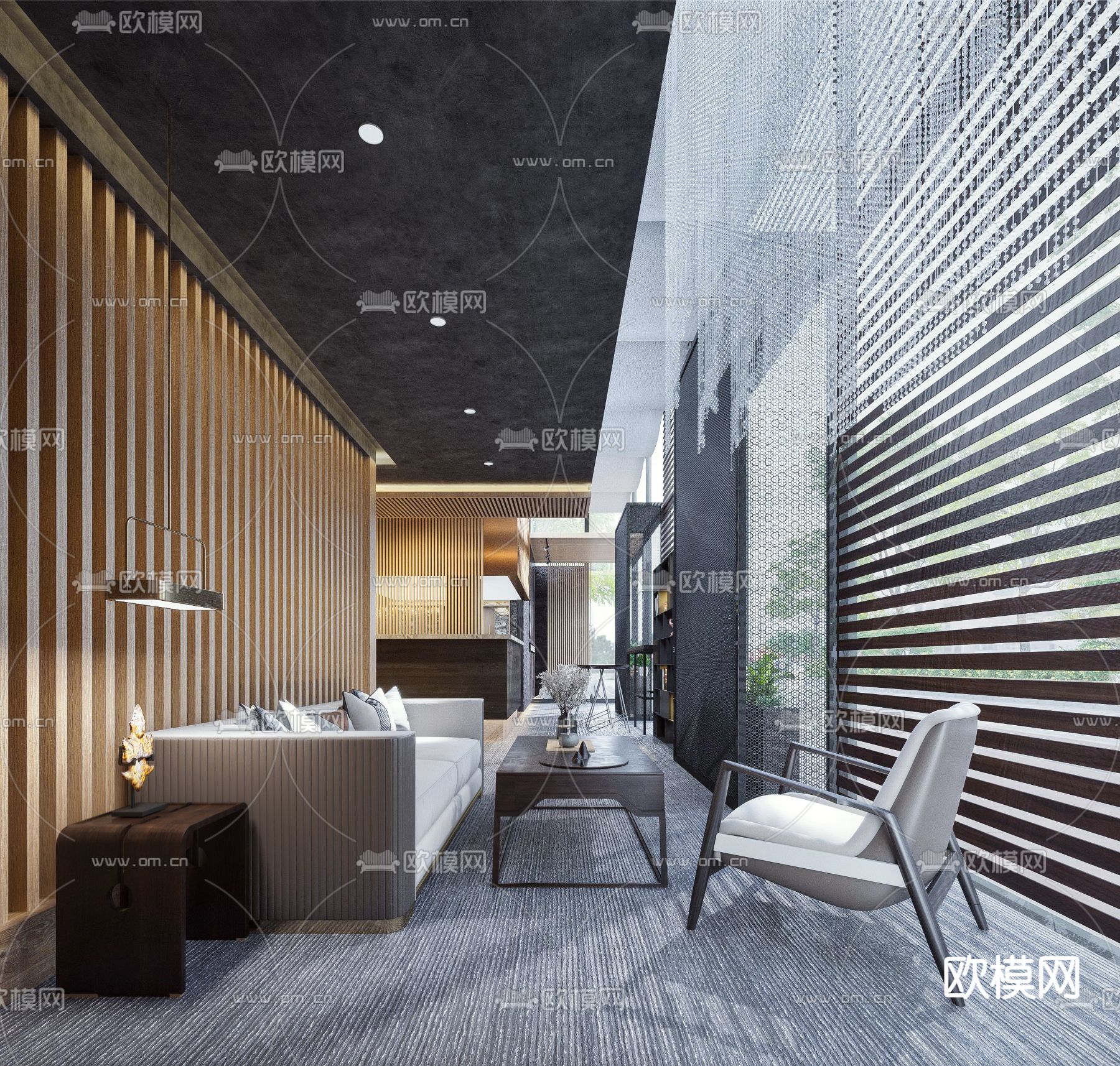 现代清吧酒吧3d模型下载（渲染图2）