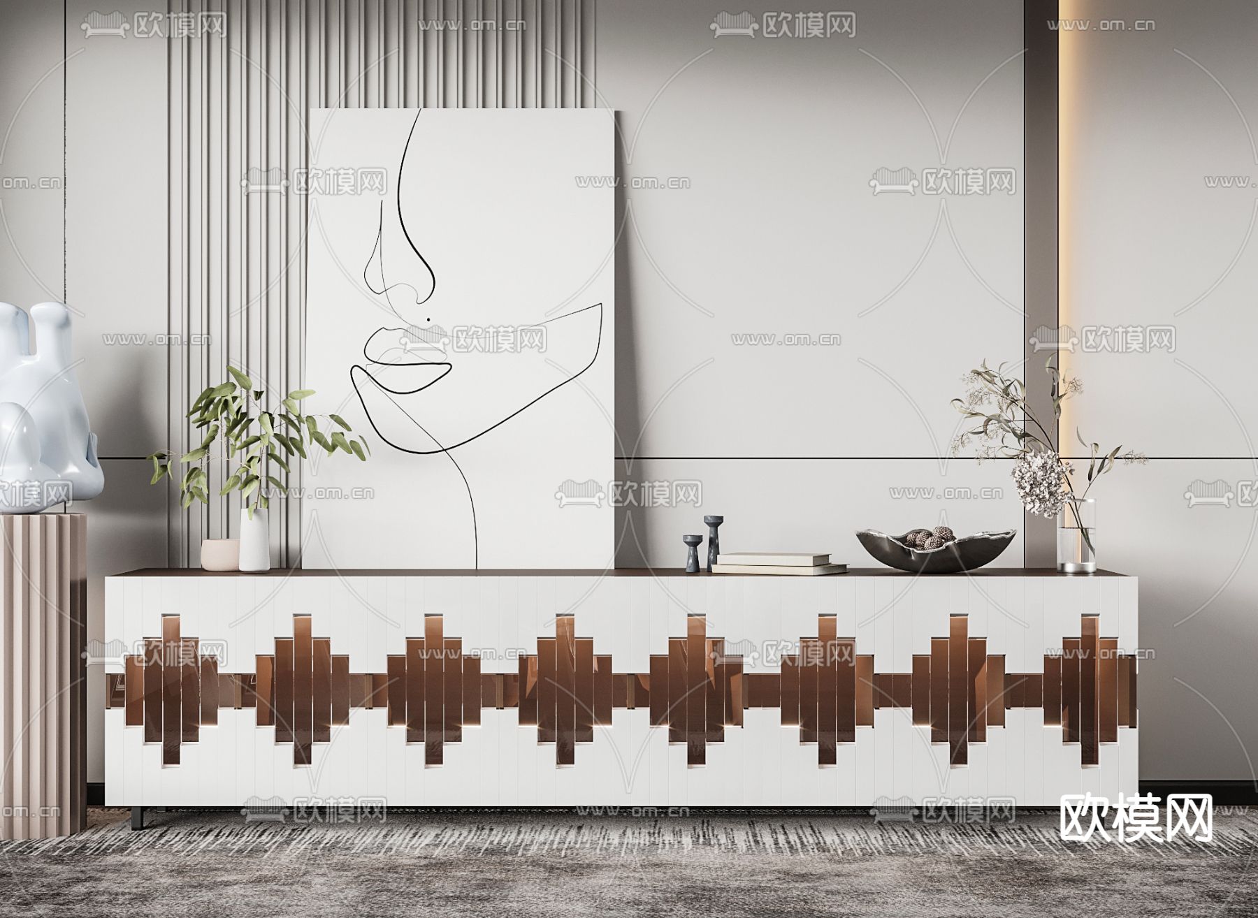 现代烤漆电视柜3d模型下载