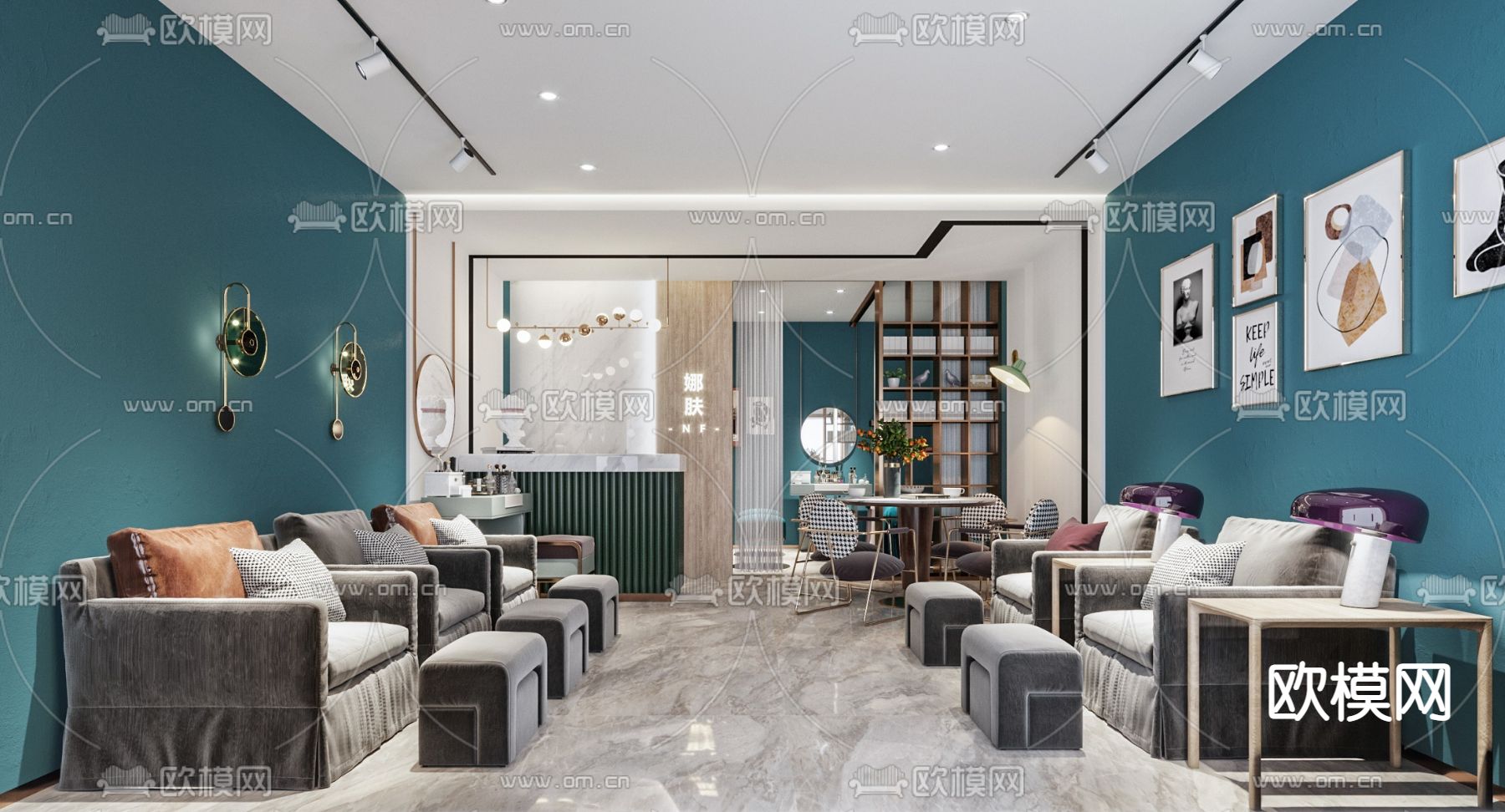 现代轻奢美容院3d模型下载（渲染图1）