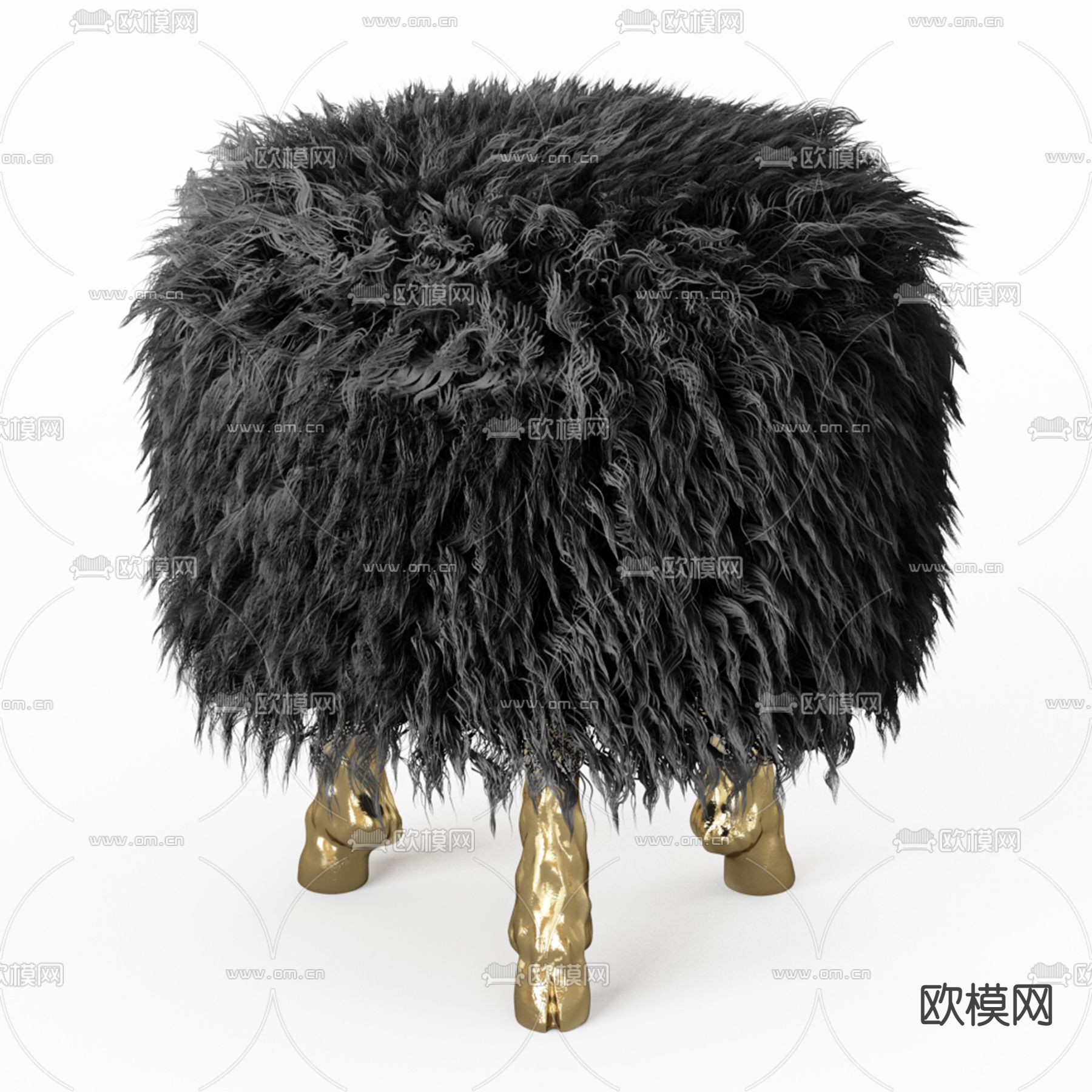 现代羊毛凳3d模型