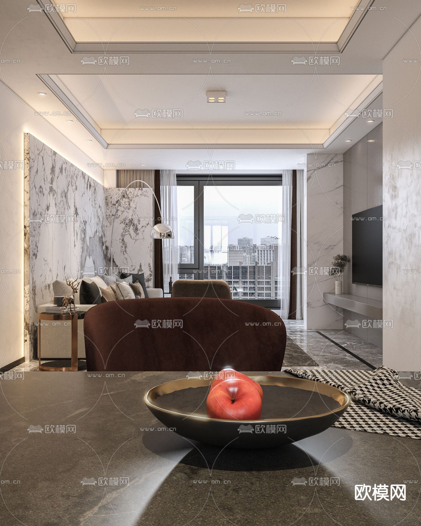 现代客厅餐厅免费3d模型