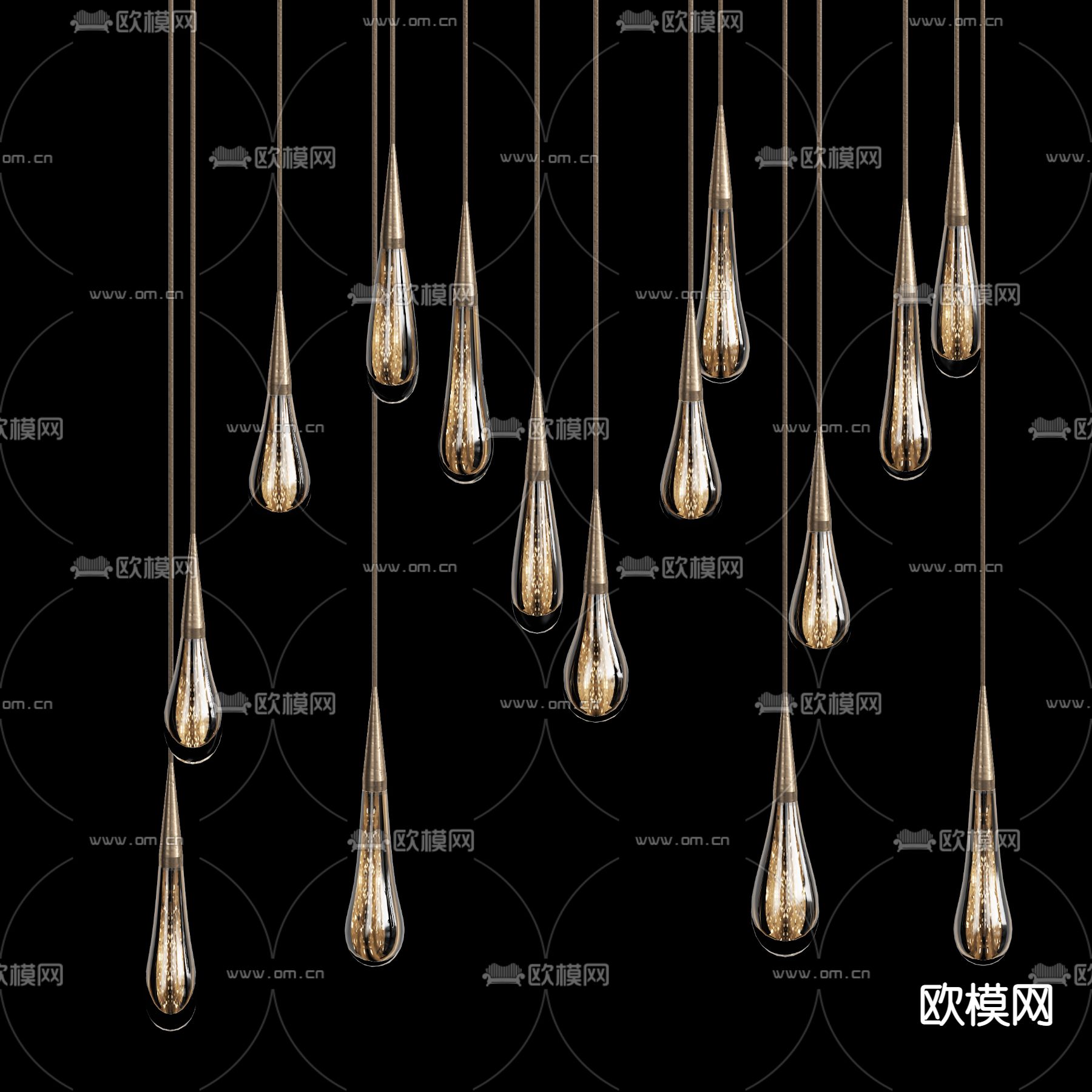 现代金属水滴装饰吊灯3d模型下载